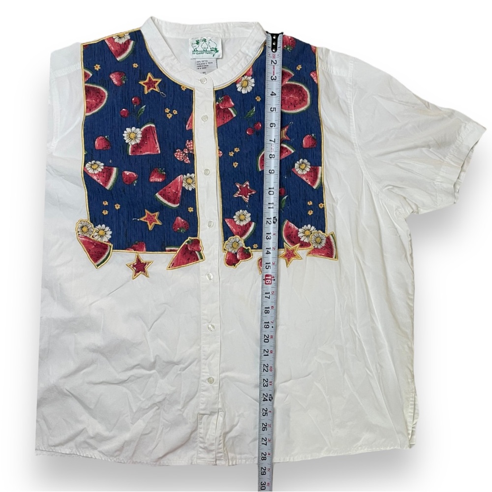 VTG Quacker Factory Watermelon Strawberry Button Up Short Sleeve‎ Shirt Size 3XL - Picture 6 of 8